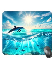Customized Beautiful Dolphins Picture Sublimation Mouse Pad | 8 X 7.5 Inch | Smooth Cloth Surface | Non-Slip Rubber Base | Personalized Mousepad for Laptop & Desktop (F17374)