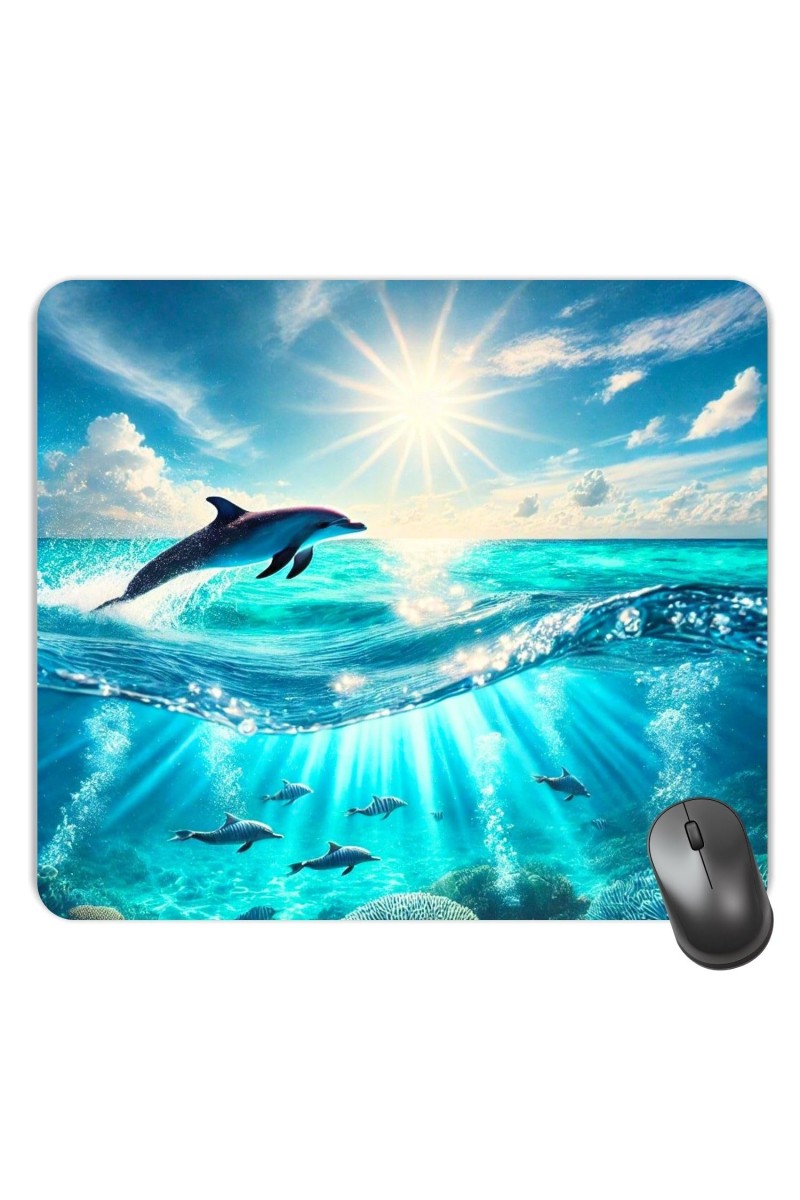 Customized Beautiful Dolphins Picture Sublimation Mouse Pad | 8 X 7.5 Inch | Smooth Cloth Surface | Non-Slip Rubber Base | Personalized Mousepad for Laptop & Desktop (F17374)