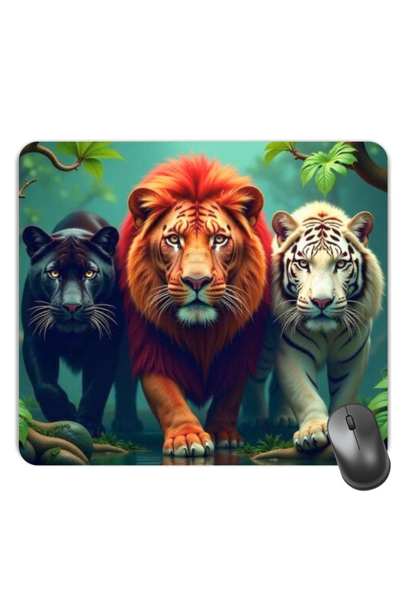 Customized Wil Three Lions Picture Sublimation Mouse Pad | 8 X 7.5 Inch | Smooth Cloth Surface | Non-Slip Rubber Base | Personalized Mousepad for Laptop & Desktop (F17069)