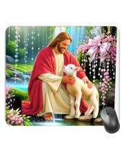 Customized Jesus Picture Sublimation Mouse Pad | 8 X 7.5 Inch | Smooth Cloth Surface | Non-Slip Rubber Base | Personalized Mousepad for Laptop & Desktop (F17250)