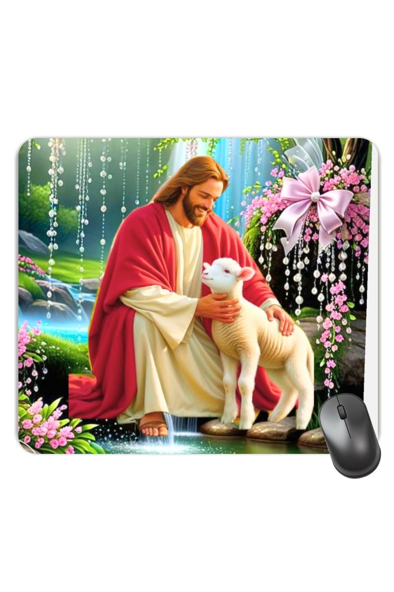 Customized Jesus Picture Sublimation Mouse Pad | 8 X 7.5 Inch | Smooth Cloth Surface | Non-Slip Rubber Base | Personalized Mousepad for Laptop & Desktop (F17250)
