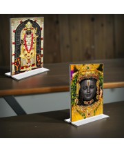 Lord Ram Lalla Acrylic T-Style Photo Stand - 11x13 Inches, Compact and Stylish Spiritual Display, easily change 2 photos (Pack of 1)