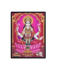 Lakshmi Laminated Photo (7x9 Inches Without glass) Divine Blessings for Table and Walls,Home & Office and Temple Decoration