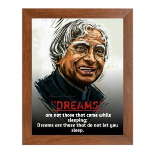 A P J Abdul Kalam & Famous Quote Brown Frame, 10x14InchesInspirational Wall Art for Office, Home DecorIdeal Spiritual Gift