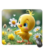 Customized Cute Chick Picture Sublimation Mouse Pad | 8 X 7.5 Inch | Smooth Cloth Surface | Non-Slip Rubber Base | Personalized Mousepad for Laptop & Desktop (F17438)