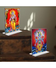 Sri Ram & Lord Vishnu Acrylic T-Style Photo Stand - 11x13 Inches, Compact and Stylish Spiritual Display, easily change 2 photos (Pack of 1)
