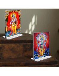 Sri Ram & Lord Vishnu Acrylic T-Style Photo Stand - 5x7 Inches, Compact and Stylish Spiritual Display, easily change 2 photos (Pack of 1)
