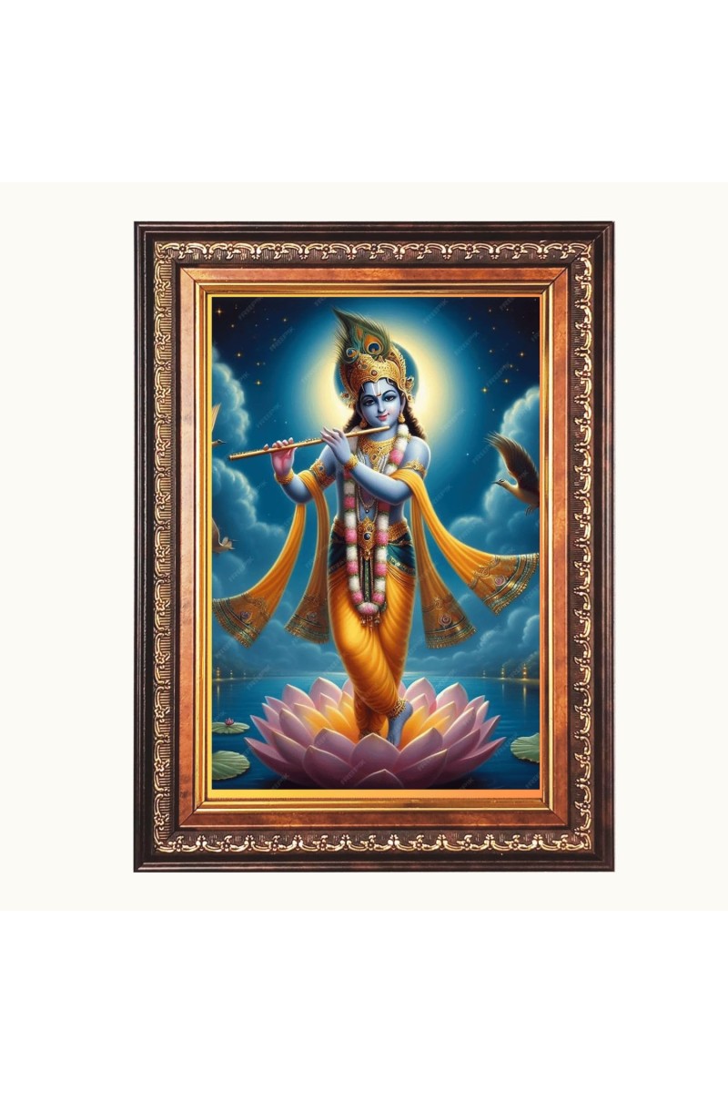 Sri Krishna Color Photo 20x24 Inch - Vibrant Religious Wall Art for Home or Office Decor.