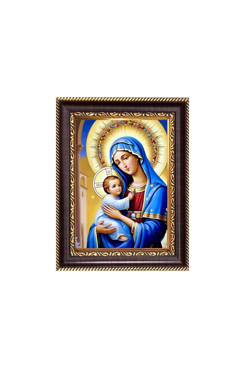 Mother Mary and Child Jesus Digital Print Photo 6.7x8.7 inches - Vibrant Religious Wall Art for Home, Office and Temple Decor.