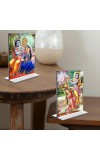 Sri Radha Sri Krishna Acrylic T-Style Photo Stand - 11x13 Inches, Compact and Stylish Spiritual Display, easily change 2 photos (Pack of 1)