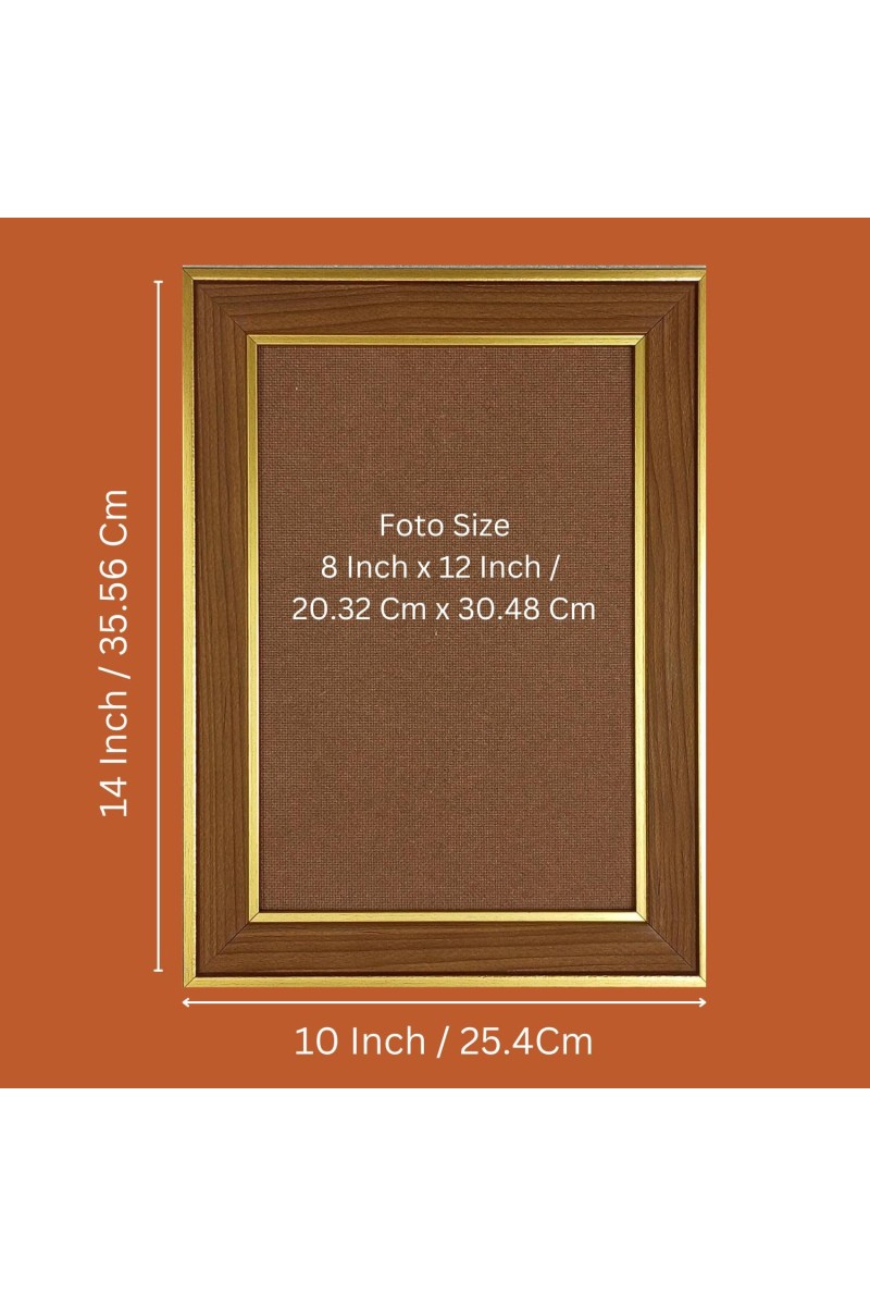 Kalighat Maa Kali Photo Frame - 10x14 Inches, Brown Wooden Frame for Home, Office & Temple Decoration
