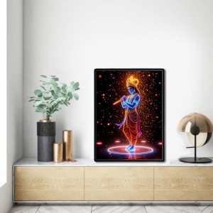 Krishna Laminated Photo - 5x7 Inches, Divine Blessings for Home & Office and Temple Decoration