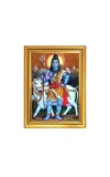 Lord Shiva With His Cow Nandi Photo Frame - 10x14 Inches, Brown Wooden Frame for Home, Office & Temple Decoration