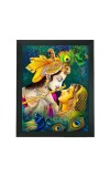 Hitech Sales Beautiful Radha and Krishna Polystyrene Photo Frame for Pooja Room, Temple, Home Decor, Gift (Wall and Tabletop, Printed Photo, Black, 7.12 x 9.12 inches)