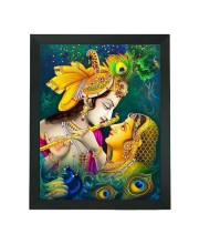 Hitech Sales Beautiful Radha and Krishna Polystyrene Photo Frame for Pooja Room, Temple, Home Decor, Gift (Wall and Tabletop, Printed Photo, Black, 7.12 x 9.12 inches)