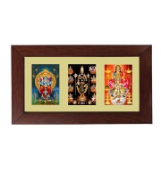 Sri Maa Kali, Sri Abarana Venkateswara Swamy and Sri Laxmi Ganesh Swaraswati Color Photo Frame -14X7.5 Inch, Elegant Religious Home & Temple Decor