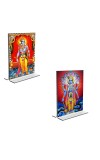 Car Desk/Table Top Sri Ram & Lord Vishnu Acrylic T-Style Photo Stand - 2.5x3.5 Inches, Compact and Stylish Spiritual Display, easily change 2 photos (Pack of 1)