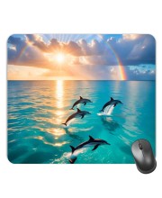 Customized Beautiful Dolphins Picture Sublimation Mouse Pad | 8 X 7.5 Inch | Smooth Cloth Surface | Non-Slip Rubber Base | Personalized Mousepad for Laptop & Desktop (F17162)