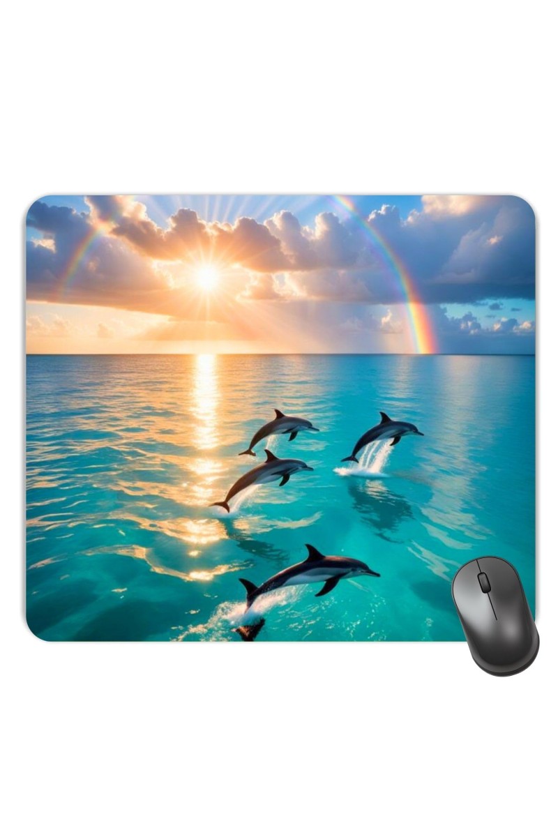 Customized Beautiful Dolphins Picture Sublimation Mouse Pad | 8 X 7.5 Inch | Smooth Cloth Surface | Non-Slip Rubber Base | Personalized Mousepad for Laptop & Desktop (F17162)
