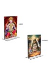 Lord Shiva & Sri Hanuman Acrylic T-Style Photo Stand, Compact and Stylish Spiritual Display, easily change 2 photos (Pack of 1)