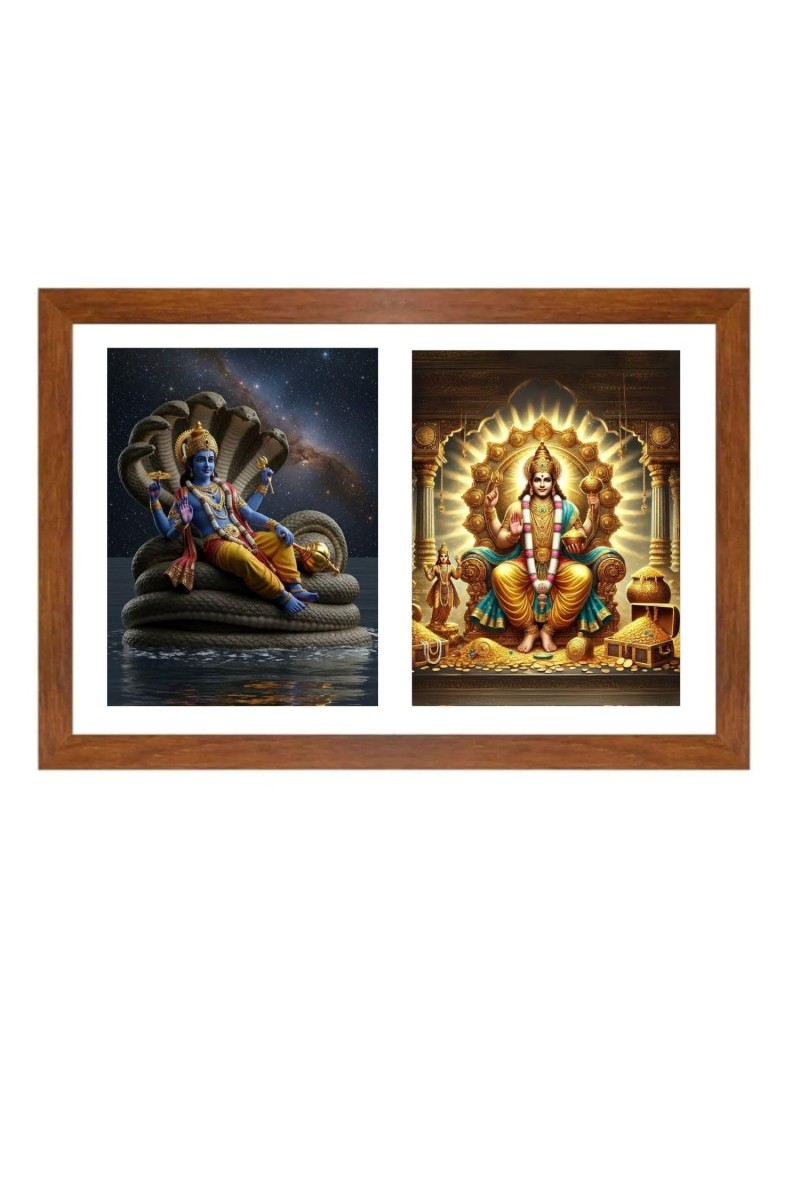 lord vishnu and kubera Photo Frame - 15x19Inches - Spiritual Artwork for Home Decor, Puja Room and Office Decoration