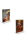 Car Desk/Table Top Sri Hanuman & Sri Ram Acrylic T-Style Photo Stand - 2.5x3.5 Inches, Compact and Stylish Spiritual Display, easily change 2 photos (Pack of 1)