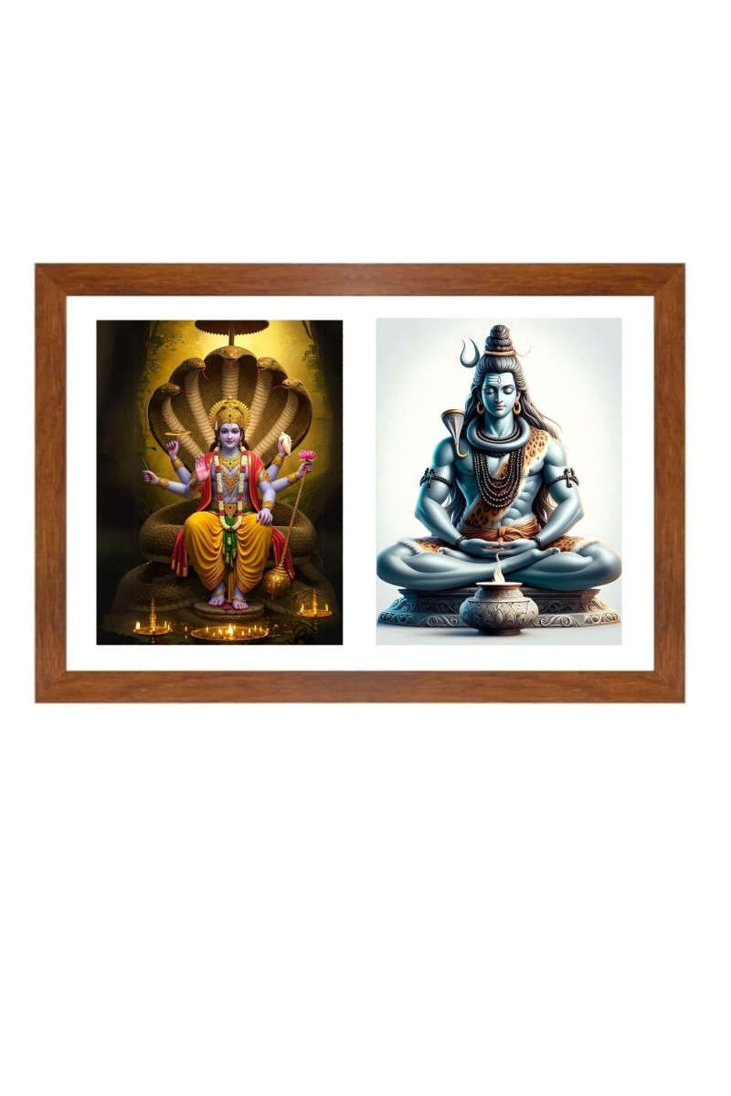 Lord vishnu and shiva Photo Frame - 15x19Inches - Spiritual Artwork for Home Decor, Puja Room and Office Decoration