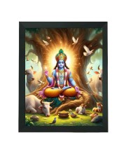 Hitech Sales Shree Krishna Polystyrene Photo Frame for Pooja Room, Temple Decor, Home Decoration and Gifting (Wall and Tabletop, Rectangular, Printed Photo, 7.12 x 9.12 inches Frame, Black)