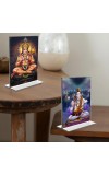 Sri Hanuman & Lord Shiva Acrylic T-Style Photo Stand, Compact and Stylish Spiritual Display, easily change 2 photos (Pack of 1)
