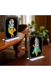 Sri Krishna Acrylic T-Style Photo Stand - 9x11 Inches, Compact and Stylish Spiritual Display, easily change 2 photos (Pack of 1)