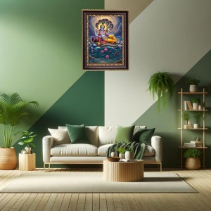Lord vishnu Digital Print Photo 6.7x8.7 inches - Vibrant Religious Wall Art for Home or Office Decor.