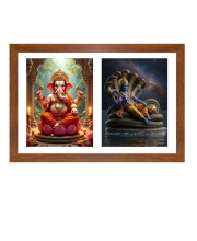 Lord ganesha and vishnu Photo Frame - 19x23Inches - Spiritual Artwork for Home Decor, Puja Room and Office Decoration