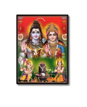 Shiva Family Laminated Photo - 5x7 Inches, Divine Blessings for Home & Office and Temple Decoration