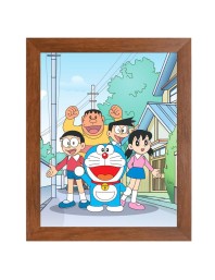 AI Funny Doremon Art Picture for Kids - 10x14 inches, Brown Color - Perfect Wall Decor for Children's Room