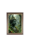 Lord Buddha Photo Frame - 10x14 Inches, Brown Wooden Frame for Home, Office & Temple Decoration