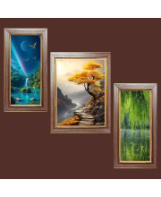 3-Pack Echoes of the Deep painting Photo Frames - 2 Pieces 10x17 Inch & 1 Piece 14x17 Inch - Rustic Wall Art for Home & Office Decor - Botanical Wall Hanging for Living Room, Bedroom, or Workspa