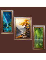 3-Pack Echoes of the Deep painting Photo Frames - 2 Pieces 6x13 Inch & 1 Piece 10x13 Inch - Rustic Wall Art for Home & Office Decor - Botanical Wall Hanging for Living Room, Bedroom, or Workspac