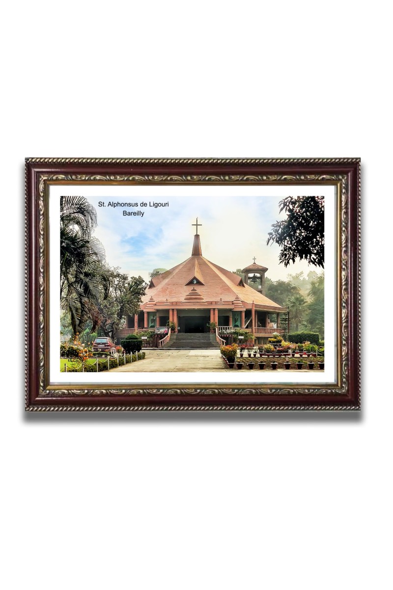 St. Alphonsus de Ligouri Church Photo Frame, 10x14 Inches Beautiful Elegant Framed Wall Art of Iconic Cathedral