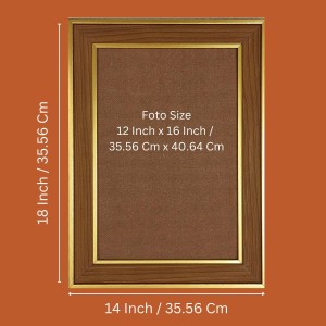Meditating Buddha Photo Frame - 14x18 Inches, Brown Wooden Frame for Home, Office & Temple Decoration