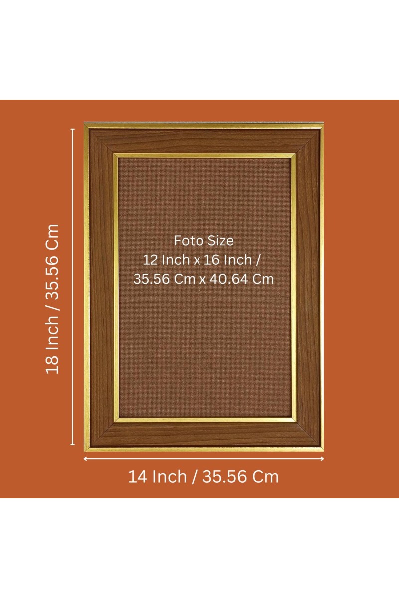 Lord Sri Krishna Photo Frame - 14x18 Inches, Brown Wooden Frame for Home, Office & Temple Decoration