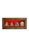 Hitech Sales Shree Ganesh Ji, Lord Krishna, Lord Shiva, Laxmi Narayan - Photos in One Religious Photo Frame (16.6 x 6.6 inches, Golden, Pvc Frame)