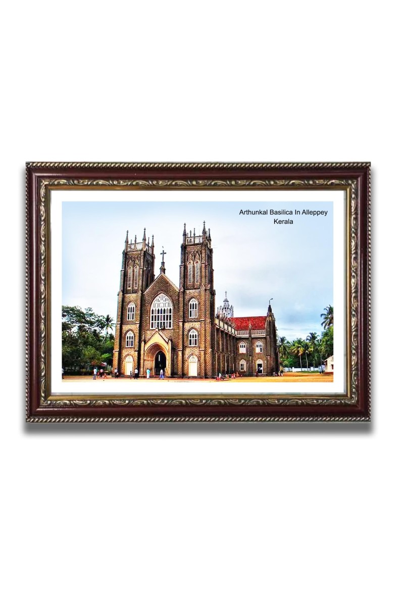 Arthunkal Basilica Church Photo Frame, 10x14 Inches Beautiful Elegant Framed Wall Art of Iconic Cathedral