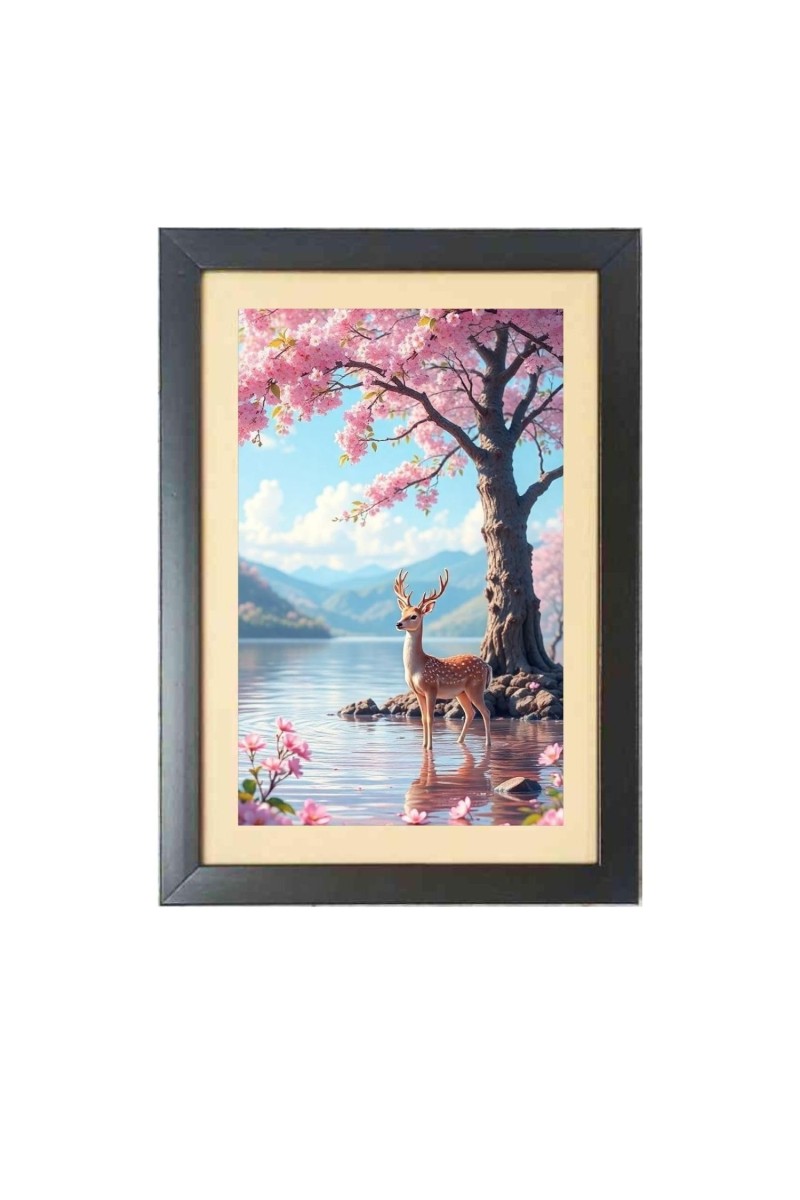 the beautiful deer Black Photo Frame Funny Animal and Bird Cartoon Art