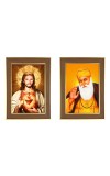 Classic Brown Wooden Photo Frame with Golden Border | Empty Picture Frame for Wall & Table Décor | Suitable for Photo, Certificate & Artwork Display | (Set of 2) (2,20x16) (22x18)