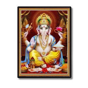 Sri Ganesh Laminated Photo (9x11 Inches Without glass) Divine Blessings for Table and Walls,Home & Office and Temple Decoration