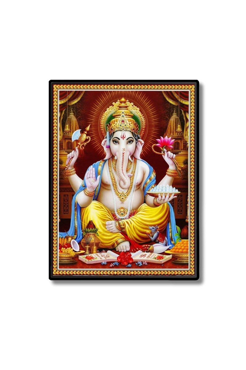 Sri Ganesh Laminated Photo (13x15 Inches Without glass) Divine Blessings for Table and Walls,Home & Office and Temple Decoration