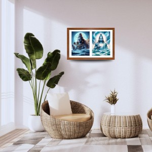 Lord shiva and varuna Photo Frame - 13x17Inches - Spiritual Artwork for Home Decor, Puja Room and Office Decoration