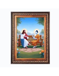Lord Gautam Buddha and Lord Jesus Christ Color Photo 8x12 Inch - Vibrant Religious Wall Art for Home or Office Decor.