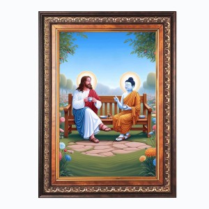 Lord Gautam Buddha and Lord Jesus Christ Color Photo 8x12 Inch - Vibrant Religious Wall Art for Home or Office Decor. Lord Gautam Buddha and Lord Jesus Christ Color Photo 8x12 Inch - Vibrant Religious Wall Art for Home or Office Decor.