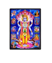 Vishnu Dashavathar Laminated Photo (11x13 Inches Without glass) Divine Blessings for Table and Walls,Home & Office and Temple Decoration